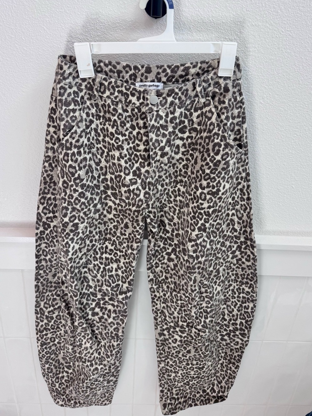 Pretty Garbage Leopard Print Barrel Jeans - Brown/Black